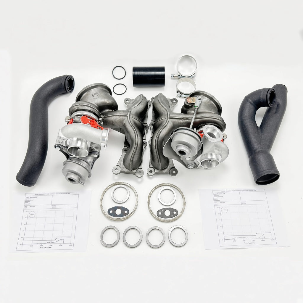 PA Upgrade TD04 V3 17T 19T Billet Compressor Wheel Performance Hybrid Twin Turbochargers for BMW 135i 335i 535i and Z4 N54 Engine